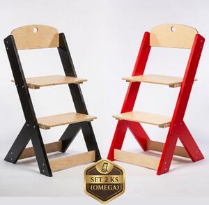 Lucas Wood Style - rostoucí židle OMEGA III zvýhodněný set 2 ks - černá + červená