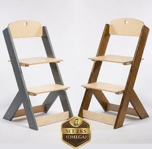 Lucas Wood Style - rostoucí židle OMEGA III zvýhodněný set 2 ks - šedá + kaštan