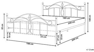 Černá zdobená kovová postel 180x200 cm ANTLIA
