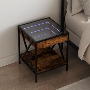 Noční stolek s Infinity LED kouřový dub 40 x 40 x 49 cm 3284098