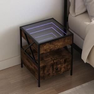 Noční stolek s Infinity LED kouřový dub 40 x 40 x 51 cm 3284103