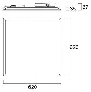 Sylvania Zapuštěný LED panel START, bílý, 62 × cm, zap/vyp, 33 W, UGR19, Bílá / opál, Pracovna / kancelář, kov, Zapuštěné hranaté