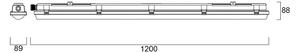 Sylvania LED svítidlo RESISTO, světle šedé, 120 cm, 17 W, 840 IP66, Hliník / šedá / zinek, Plast