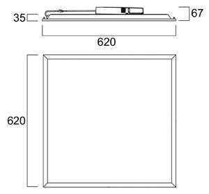Sylvania Zapuštěný LED panel QUANTUM, bílý, 62 x cm, zap/vyp, 26 W, UGR19, IP54, Bílá / opál, Pracovna / kancelář, kov, Zapuštěné hranaté