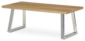 Stůl konferenční Autronic CT-W1515 OAK, MDF deska, dýha odstín dub, kovové nohy, broušený nerez