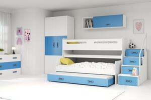 Patrová postel MAX 1, 80x200 cm, bílá/modrá