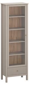 KONDELA Vitrína, šedohnědá Taupe/dub craft zlatý, KLIO 1W1S