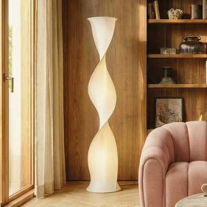 Lucande LED stojací lampa Novelle, bílá, výška 137 cm, Ø 29 stmívatelný, Bílá / opál, Obývací pokoj / jídelna, Plast, Design