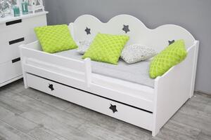 Dětská postel Miki 80x160, borovice + rošt a úložný prostor, bílá