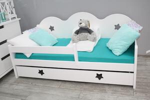 Dětská postel Miki 80x160, borovice + rošt a úložný prostor, bílá