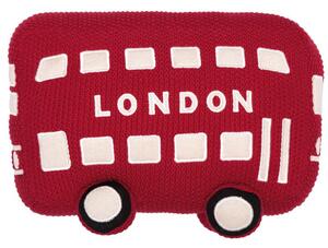 Pletený polštář LONDON BUS červená vánoční dekorace