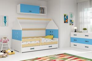 Dětská postel Domi 80x160, bílá/borovice/modrá
