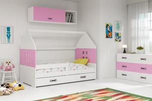 Dětská postel Domi 80x160, bílá/bílá/růžová