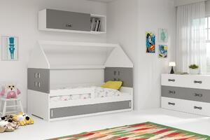 Dětská postel Domi 1 80x160, bílá/bílá/šedá