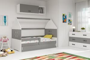 Dětská postel Domi 1 80x160, bílá/šedá/šedá