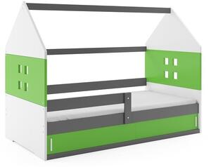 Dětská postel Domi 1 80x160, bílá/šedá/zelená