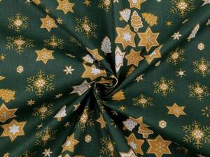 Vánoční bavlněná látka / plátno hvězdy METRÁŽ - 2 (CH2) zelená