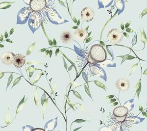 Světle modrá vliesová květinová tapeta na zeď, BL1792, Blooms Second Edition Resource Library, York