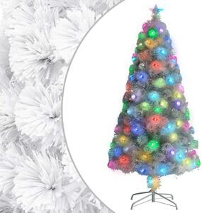 Vánoční stromek s LED osvětlením bílý 120 cm optické vlákno 328449