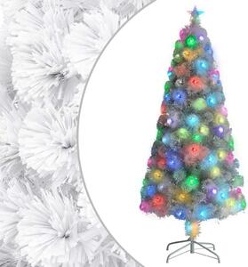 Vánoční stromek s LED osvětlením bílý 150 cm optické vlákno 328450