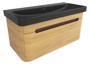 Koupelnová skříňka s umyvadlem SAT Fusion 97,5x43x45 cm dub medový mat SATFUSION100DMBKM
