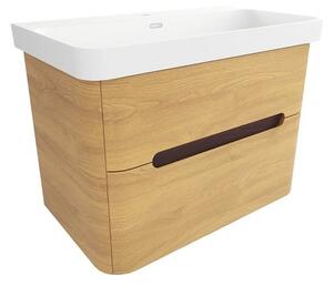 Koupelnová skříňka s umyvadlem SAT Fusion 77,5x53x45 cm dub medový mat SATFUSION280DMMW