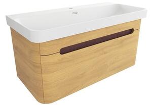 Koupelnová skříňka s umyvadlem SAT Fusion 97,5x43x45 cm dub medový mat SATFUSION100DMMW