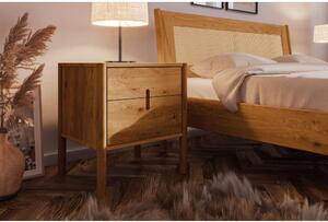 Dvoulůžková postel z dubového dřeva s ratanovým čelem 180x200 cm Pola - The Beds