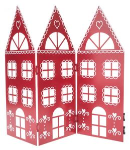 Vánoční kovová dekorace Three houses červená, 68 x 39 x 2,5 cm