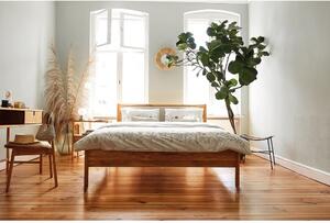 Dvoulůžková postel z dubového dřeva s čalouněným čelem 140x200 cm Pola - The Beds