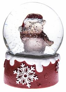 Vánoční sněžítko Sova červená, 6,5 x 8,5 cm