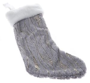 Vánoční závěsná ponožka šedá, 20 x 43 cm