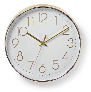 Nedis CLWA015PC30GD - Nástěnné hodiny 1xAA bílá/zlatá