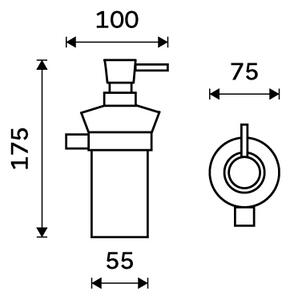 Nástěnný dávkovač tekutého mýdla keramický, držák černý a chrom NIMCO NAVA NA 28031KU-T-b