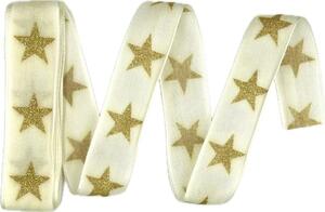 Vánoční stuha GOLD STAR krémová 25mm x 2m (8,50 Kč/m)