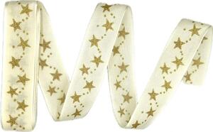 Vánoční stuha STAR CHAIN krémová 25 mm x 2 m (7,50 Kč/m)