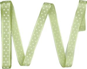 Vánoční stuha saténová zelená Mini-Stars 10mm x2m (5,-Kč/m)