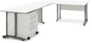 Psací stůl Office 402/437 bílá/silver grey