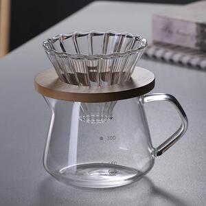 Set překapávač na kávu + konvička sklo/dřevo