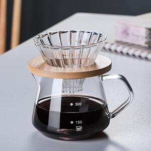 Set překapávač na kávu + konvička sklo/dřevo
