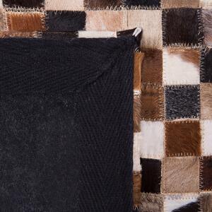 Hnědý patchwork kožený koberec 160x230 cm KONYA