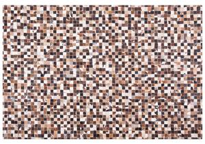 Hnědý patchwork kožený koberec 160x230 cm KONYA