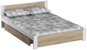 Dřevěná postel DMD 3, 120x200 + rošt ZDARMA, Bílá - Dub sonoma