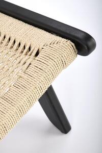 Zahradní židle FODEN — masiv, provaz, černá / přírodní