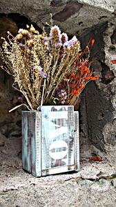 Stará Krása – Ruční výroba Dřevěný vintage květináč na sušené květiny