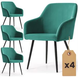 Set 4x jídelní čalouněná židle EVORIA - láhvově zelená / černá