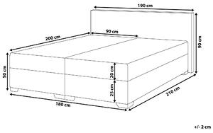 Bílá kožená kontinentální postel 180x200 PRESIDENT