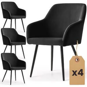 Set 4x jídelní čalouněná židle EVORIA - černá / černá