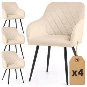 Set 4x prošívaná čalouněná židle VIRENZA - béžová / černá