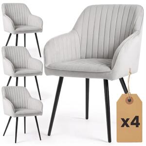 Set 4x čalouněná jídelní židle FURELIA - šedá / černá